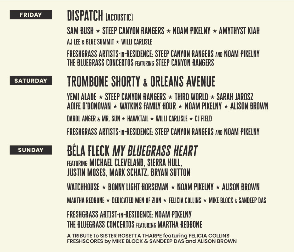 Schedule - FreshGrass Festival Schedule - FreshGrass Festival